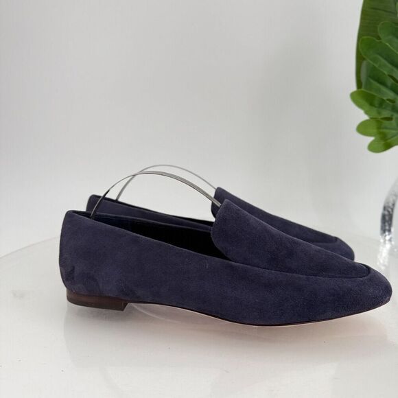 Vince Womens Brette Smoking Flats Loafers Slip On Blue Suede Leather Size 6 M - Picture 3 of 16